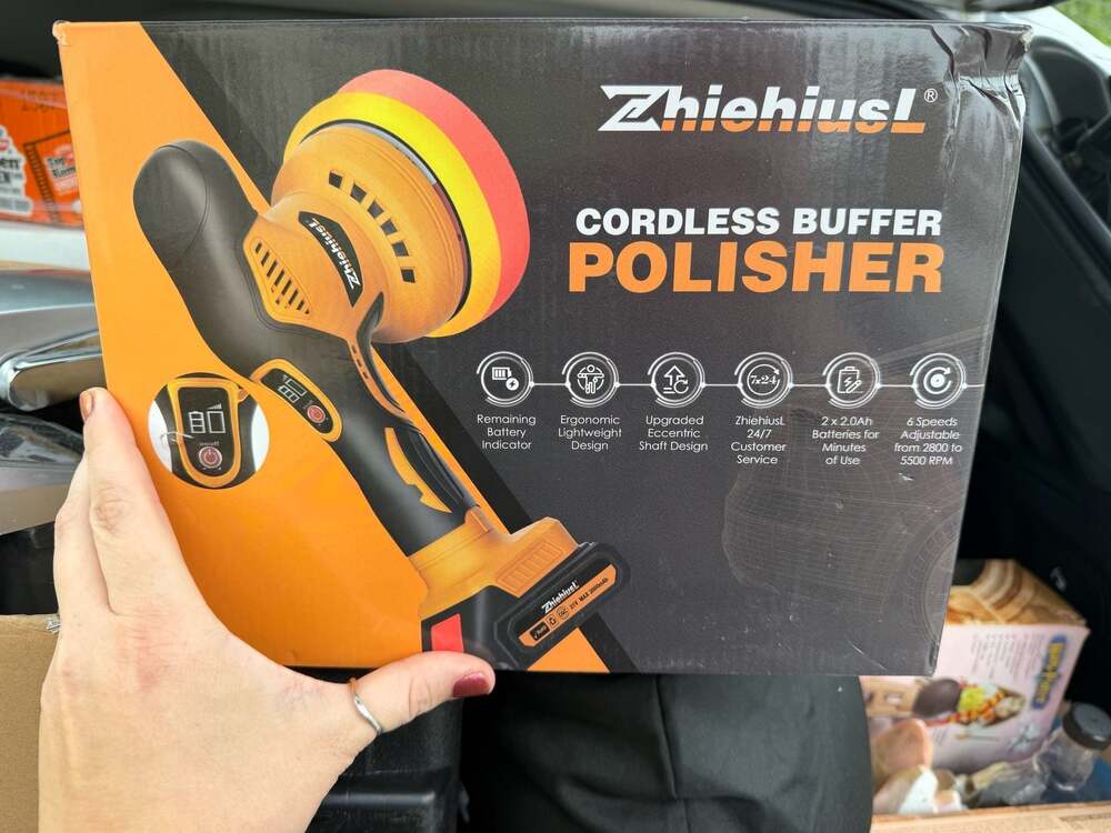 ZhiehiusL 21V Cordless Buffer Polisher Kit with 2x 2.0Ah Batteries, 6 Variable S